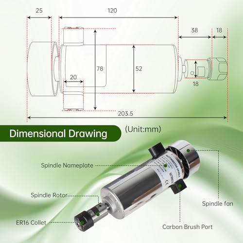 RATTMMOTOR 800W Spindle Motor Kit CNC Air Cooled Spindle Motor 0.8KW 110V 20000RPM + Mach3 Speed Controller Governor wit