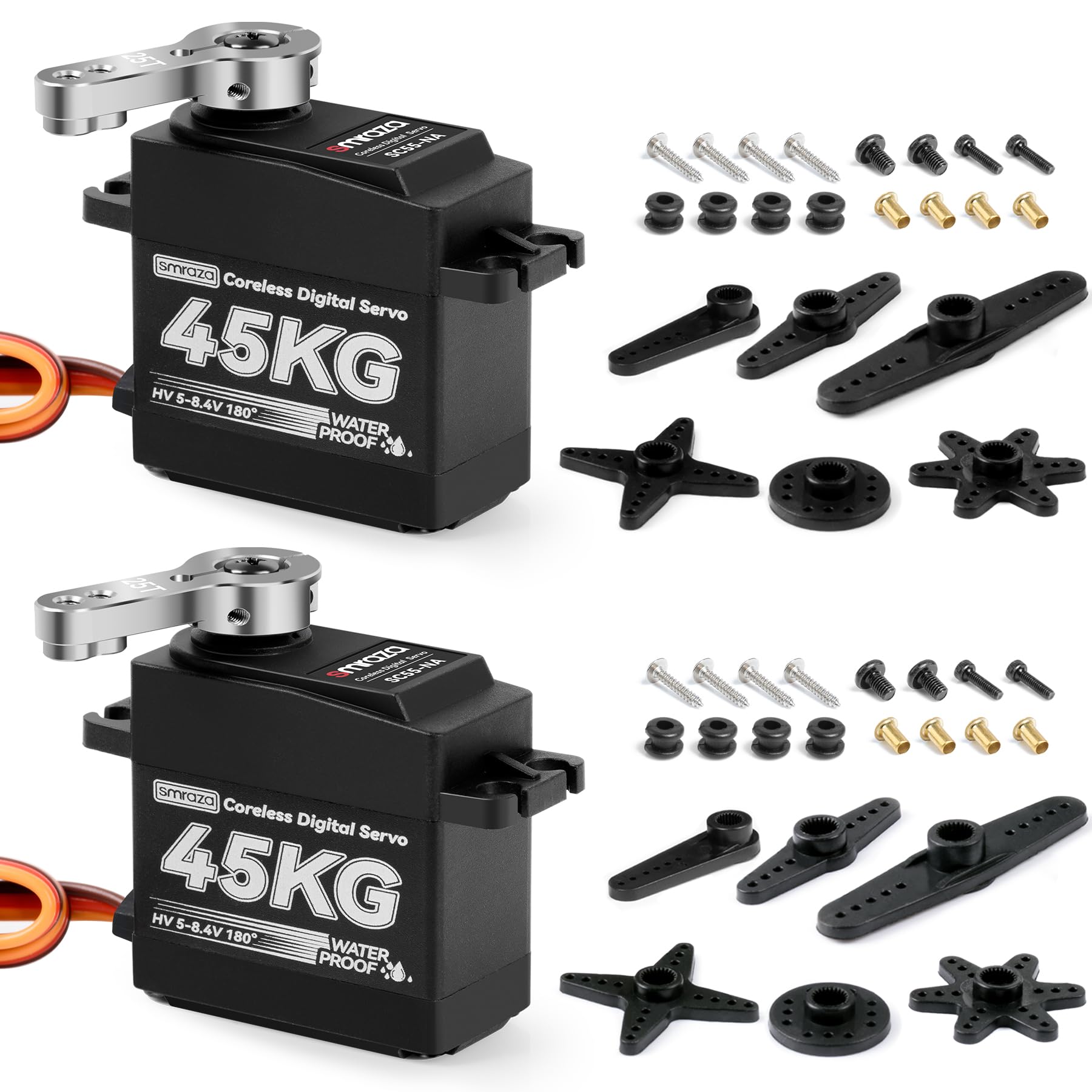 45KG Coreless Servo Motor High Torque Steering for RC Cars and Trucks: Waterproof Digital Full Metal Gear Servo with 25T