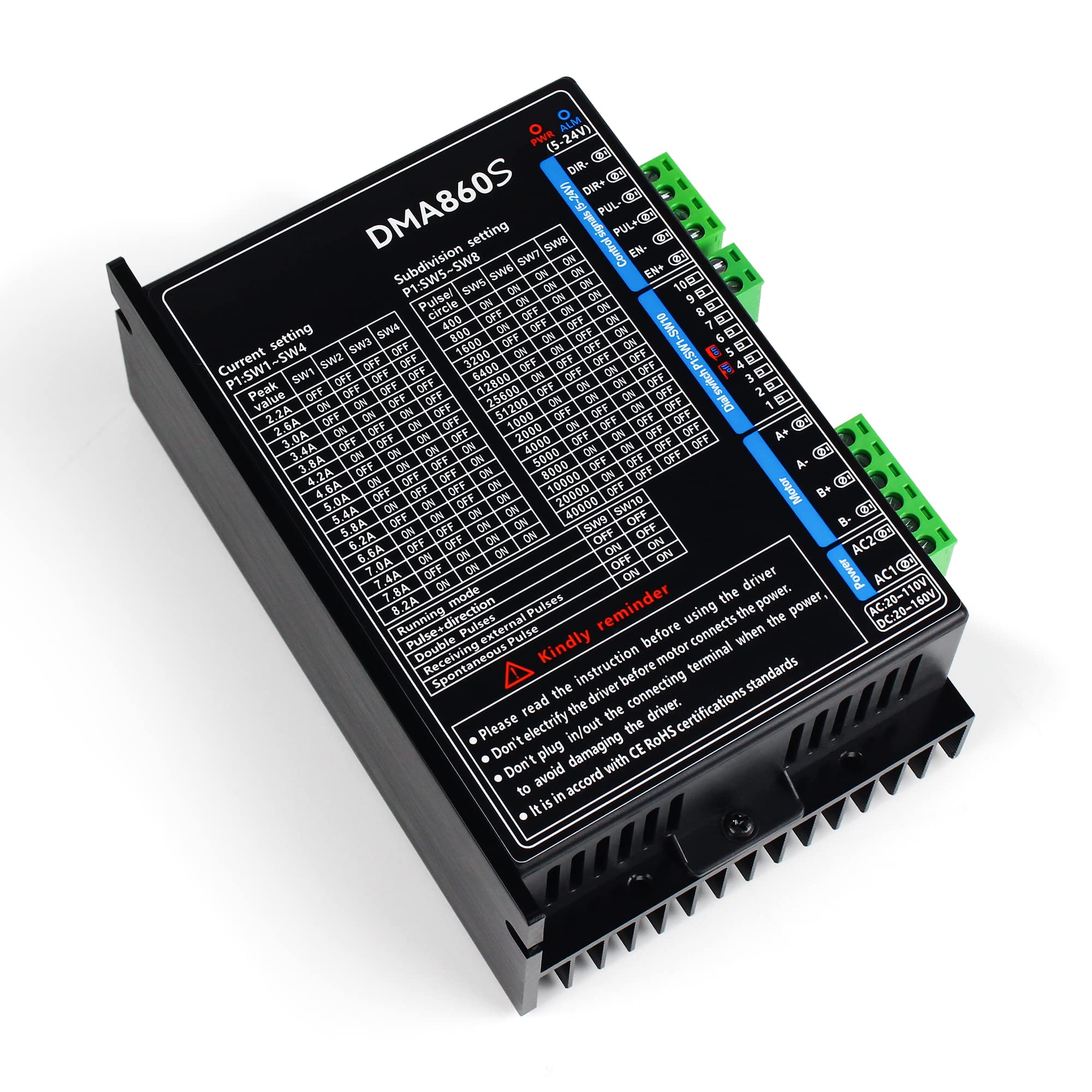  Stepper Motor Driver RATTMMOTOR DMA860S CNC Digital Controller 4,6,8-Wire 2-Phase for CNC Router
| MAX 8.2A Stepper Mot